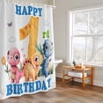thumbnail image 4 of Happy 1rd Birthday Shower Curtain, Cartoon Pink Yellow Blue Dinosaurs Floral Waterproof Shower Curtain Set with 12 Hooks Lightweight Bath Curtains Fabric Bathroom Decor 48x72 Inches, 4 of 9