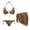 Brown Leopard, variant on Pineapple Womens Bikini V Neck Swimsuit Sexy Bathing Suits Halter Triangle Tops String Three Piece Bikini Sets with Beach Sarong Plus Size Sheer Coverups for Swimwear