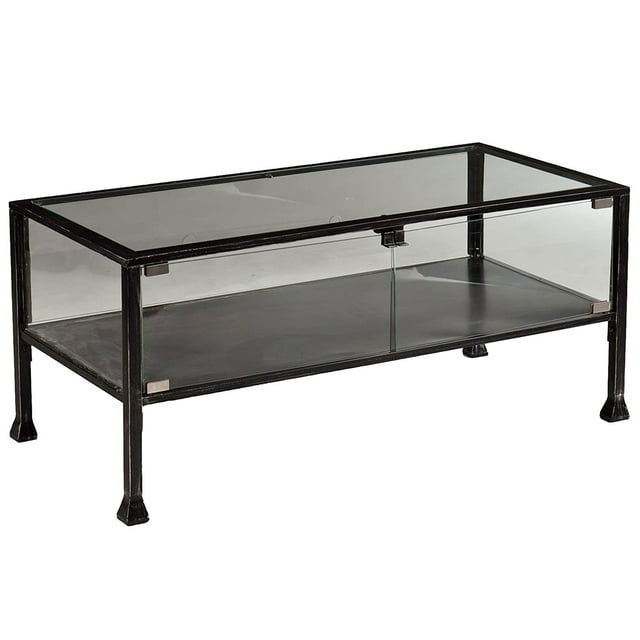 SEI Furniture Table Basse en Verre Rustique pour Terrarium, Noir Vieilli