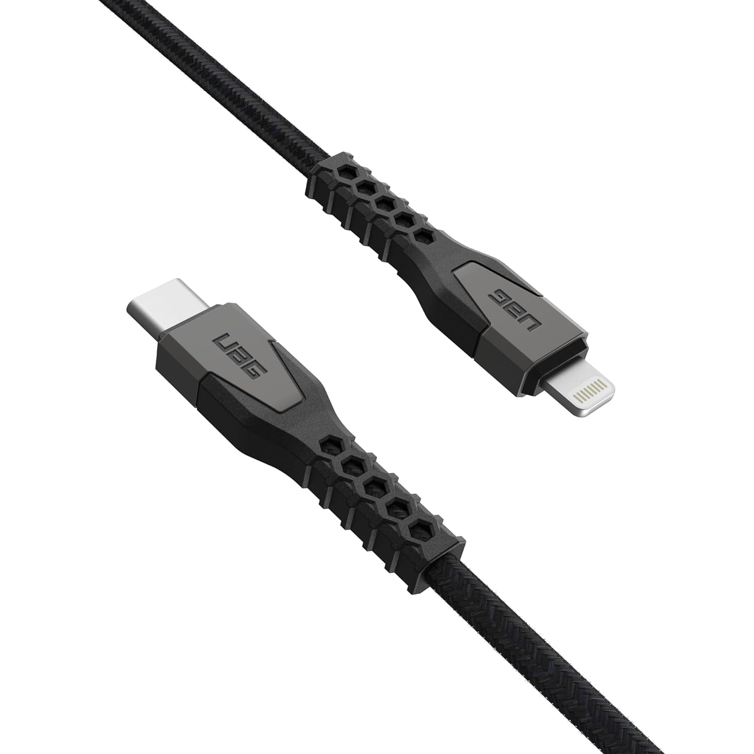 UAG Rugged Kevlar Power Cable USBC to Lightning 5ft/1.5m 30W MFi Certified Reinforced Fast Charging Cable Compatible with iPhone 14 Pro Max, 14 Pro, 14 Plus, 14, Black/Gray by URBAN ARMOR GEAR