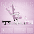 thumbnail image 6 of Wasait Gaming Chair with Footrest Height Adjustable Office Chair with Headrest and Massage Lumbar Support Ergonomic Gaming Computer Chair with Bunny Ears Gaming Chair for Adults,Light Purple, 6 of 8