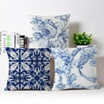 thumbnail image 3 of Blue and White Vintage Pattern Throw Pillow Cover, Decorative Chinoiserie Floral Cushion Case Linen Cotton Pillowslip Square Pillowcase for Sofa Couch Bed Living Room, 18x18 Inch, 3 of 3