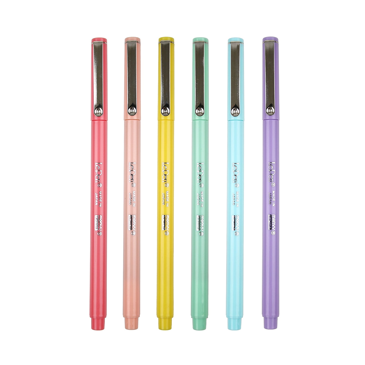 Marvy Uchida LePen Felt Pen Micro Fine Point 0.3mm Assorted Pastel Inks 6/Pack 2 Packs (UCH43006P-2)