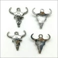 thumbnail image 4 of U8MO 6/20/50pc Retro Jewelry Making DIY Cow Skull Alloy Charms Pendants 21x21mm-6pcs, 4 of 5
