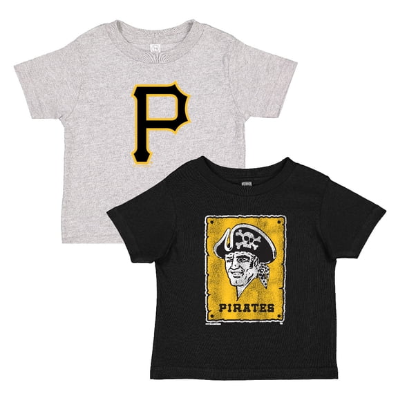 Toddler Soft as a Grape Black/Heather Gray Pittsburgh Pirates Cooperstown Collection Two-Pack T-Shirt Set