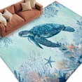 thumbnail image 6 of Coastal Turtle Blue Area Rug 5x8 Washable Rug Non Slip Summer Beach Nautical Coral Starfish Large Area Rug Soft Stainresistant Indoor Floor Carpet for Living Room Bedroom Home Office Dining Room, 6 of 8