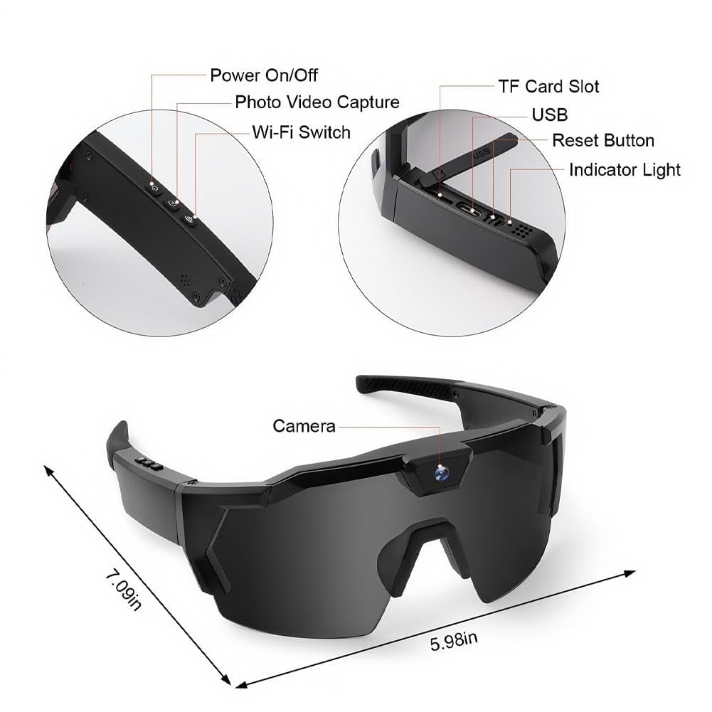 4K Baseball Camera Glasses — Unisex Smart Video Sunglasses, Supports 1080P HD Recording, Includes 32GB SD Card