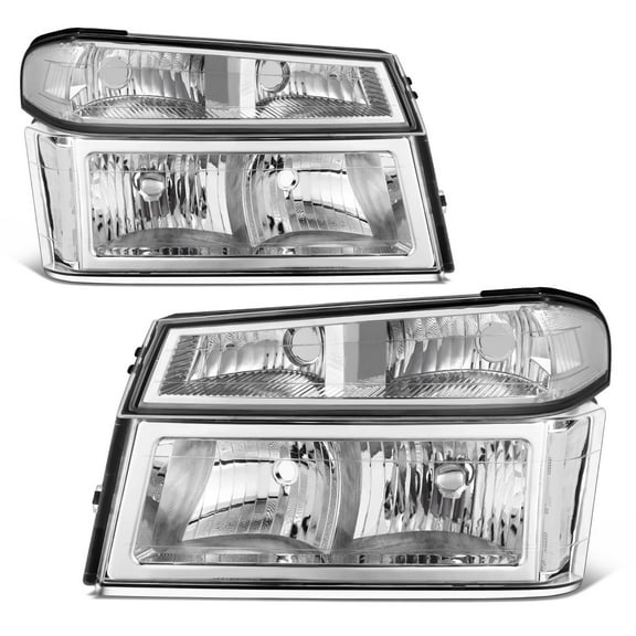DNA Motoring Headlights for 04-12 GMC Canyon Chevy Colorado, Chrome/Clear