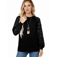 thumbnail image 6 of Aiyino Women's Long Sleeve Round Neck Tops Lace Casual Waffle Tee Loose Blouses T Shirts，Black L, 6 of 8