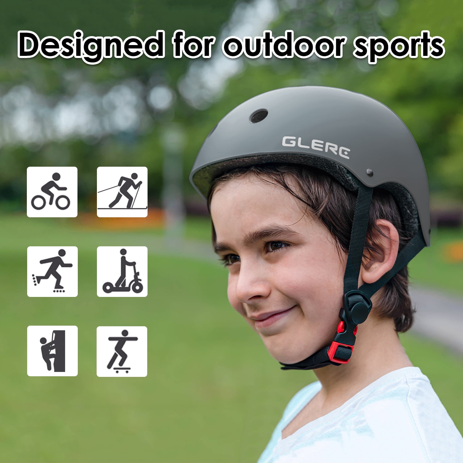 Glerc Kids Helmet for 3-8 Years Old Child and Toddler, S Size Gray