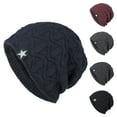 thumbnail image 4 of WREESH Men's Woolen Beanie Knitted Wool Hat With Winter Velvet and Big Five Pointed Star Pullover for Outdoor Wear Black, 4 of 4