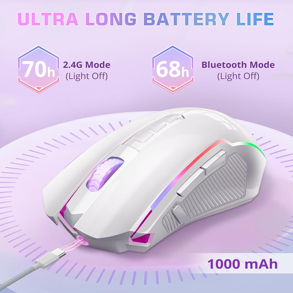 M914W-RGB BT/2.4G/Wied Triple Modes Gaming Mouse 10000 DPI with Rapid Fire Buttons-Redragon