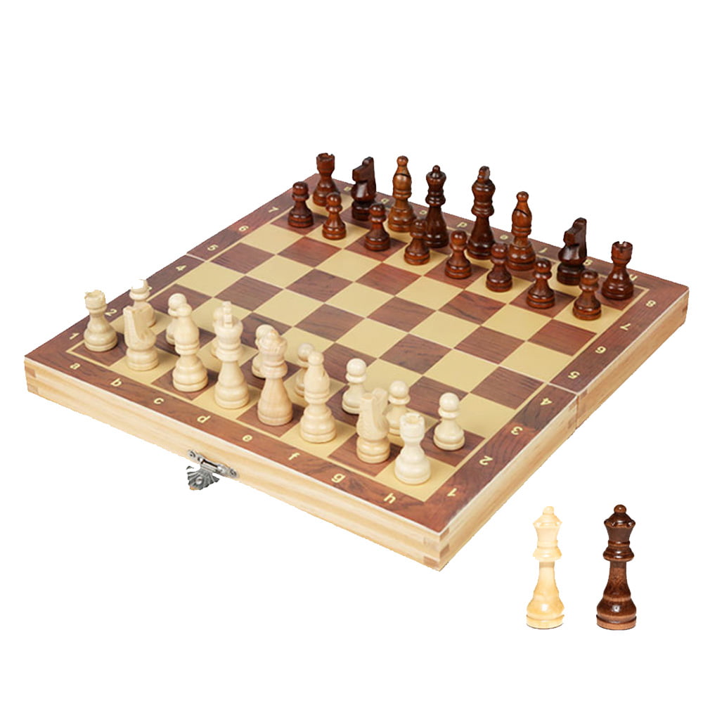 Details about   34 Pcs Wooden Chess Pieces Set Magnetic Large Board Chess Storage Portable Game 