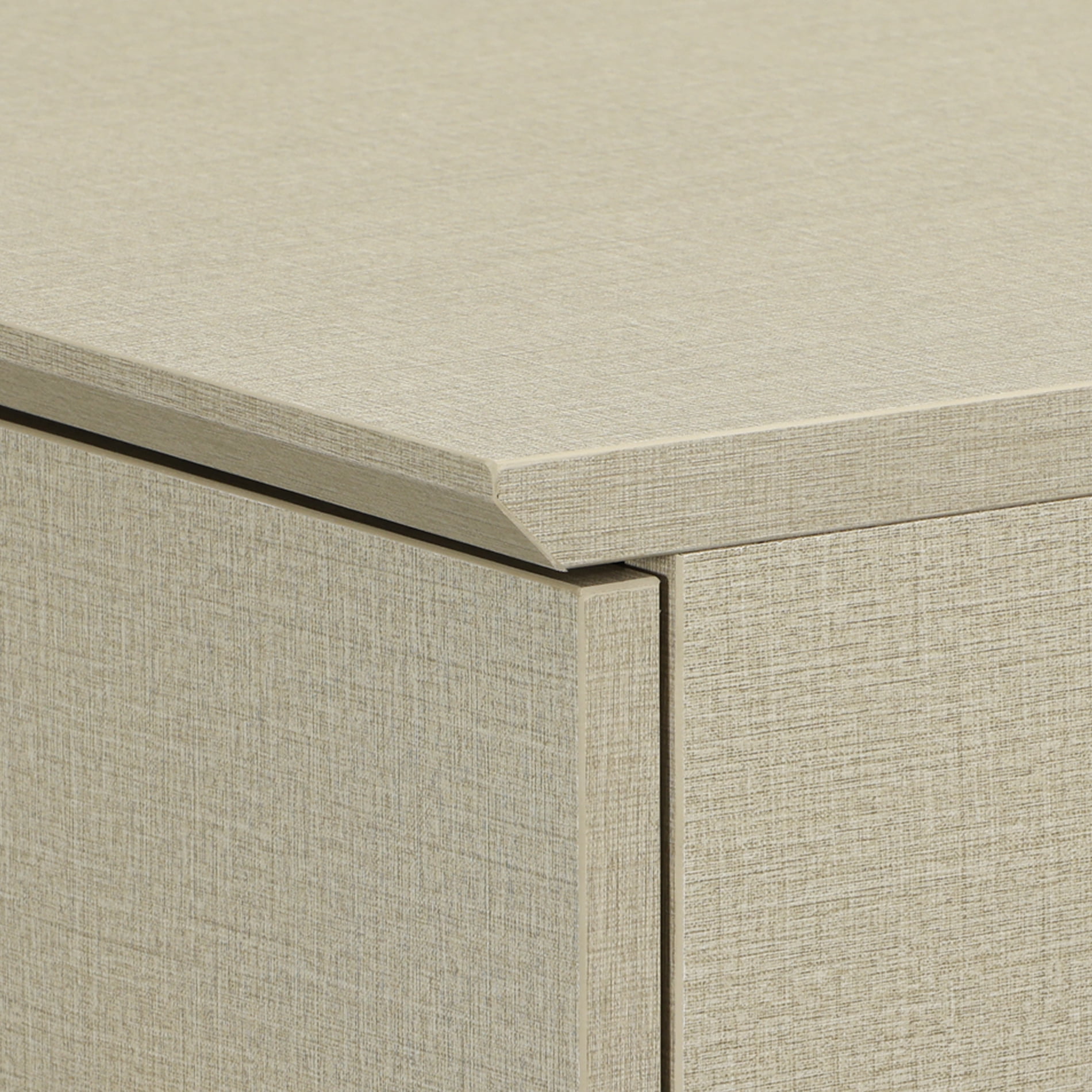 Sideboard Buffet Cabinet with 6 Compartments, 71" Wide, Beige Linen Printed Finish