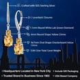thumbnail image 2 of Gem Stone King 925 Sterling Silver Yellow Citrine and White Lab Grown Diamond Dangle Earrings for Women (3.84 Cttw, Oval Checkerboard 9X7MM), 2 of 4
