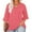 Watermelon Red, variant on POTETI Shirts for Women Baggy Winter Casual Plus Size 3/4 Ruffled Sleeve Shirt Casual V-neck Pleated T-shirt Loose Fitting Shirt Coffee Blouse and Tops for Women