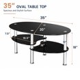 thumbnail image 4 of Modern Oval Coffee Table, Tempered Glass Center Table with Metal Legs for Living Room Home Decor Furniture,Black, 4 of 7