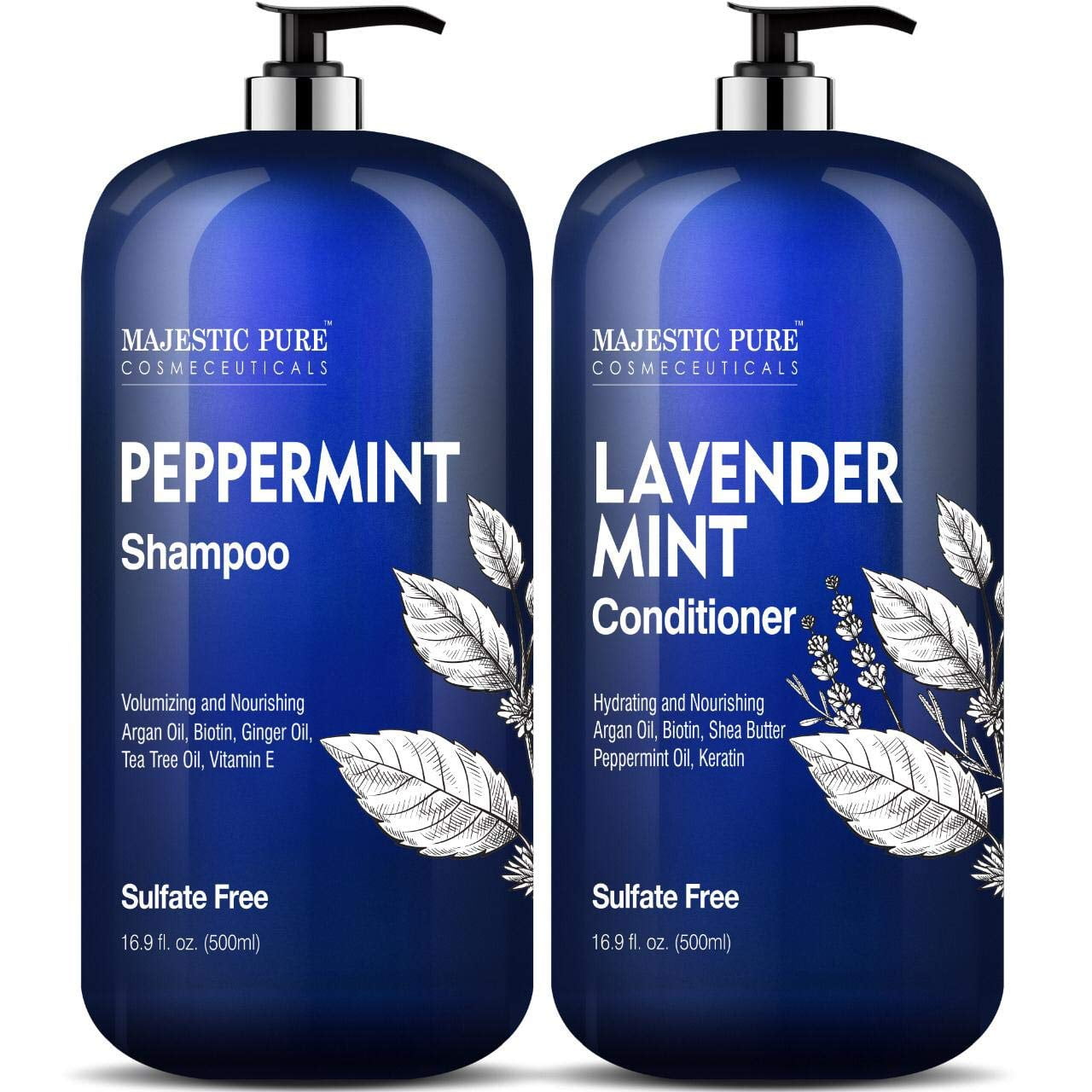 Majestic Pure Peppermint Oil Shampoo and Lavender Mint Conditioner Set 16.9 fl oz Each