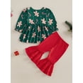 thumbnail image 5 of Elippeo Toddler Girl Christmas Outfits Gingerbread Man Print Ruffled Long Sleeve Tops with Solid Color Flare Pants Set 6 12 18 24 Months 3 4 Years, 5 of 9