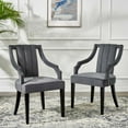 thumbnail image 2 of Side Dining Chair, Set of 2, Grey Gray, Velvet, Kitchen Cafe Bistro Hospitality Restaurant, Modern Contemporary Boutique HB33421, 2 of 8