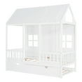thumbnail image 6 of Harper & Bright Designs House Bed with Trundle Twin House Bed, Wooden Platform Bed Frame with Headboard and Roof for Girls Boys, White, 6 of 10
