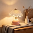 thumbnail image 5 of Vintage Scalloped Glass Shade Table Lamp Multi Color Round Base Warm Ambient Bedside Lamp for Bedroom Living Room Office Decor Holiday Housewarming Gift, 5 of 6