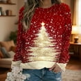 thumbnail image 4 of successthop Christmas Sweatshirts Women Light Tree Oversized Crewneck Long Sleeve Sweater Pullover Top Print Clothes Red, 4 of 6