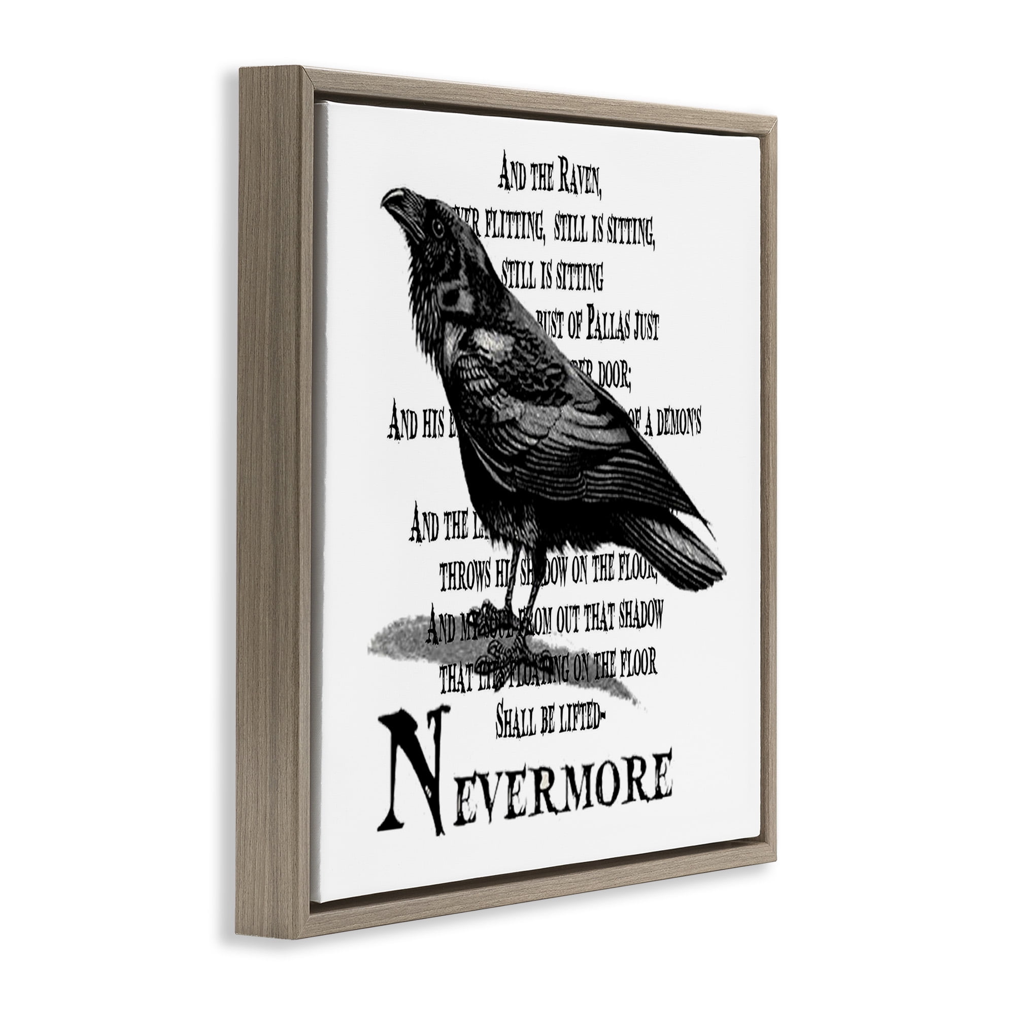 Stupell Industries Creepy Halloween Black Crow Raven Animals & Insects Painting Brown Floater Framed Canvas Art Print Wall Art, 18 x 18