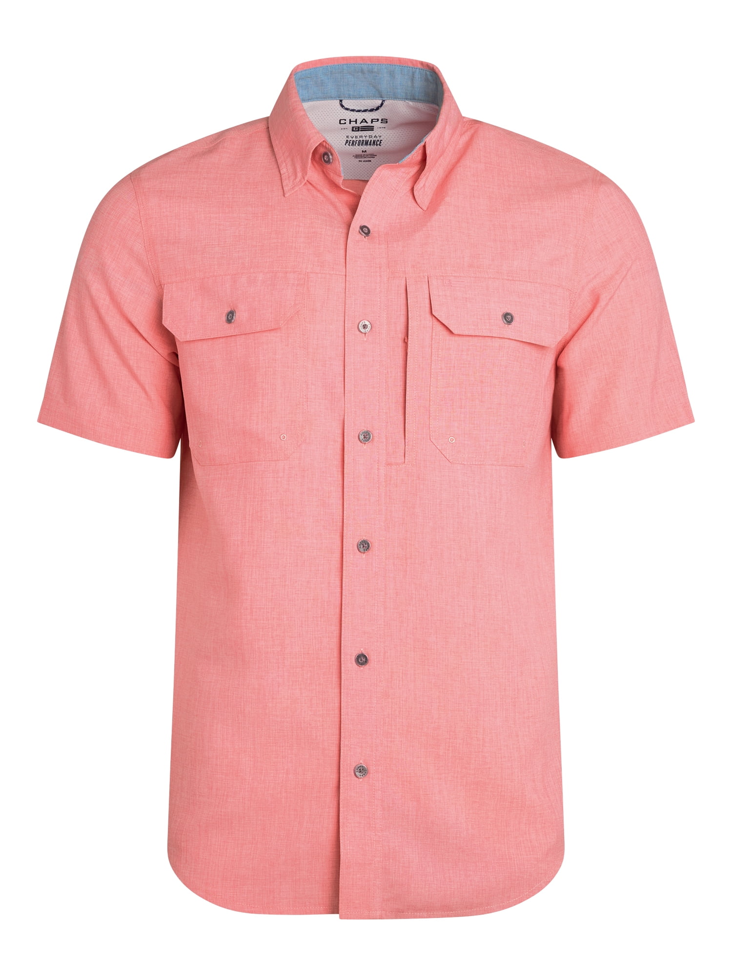 Chaps Men's and Big Men's Short Sleeve Everyday Performance Chambray Shirt, Sizes S-3XL