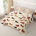 thumbnail image 3 of Manfei Kawaii Dachshund Twin Quilt Set, Cute Lover Heart Twin Coverlet Set, Cream, 2 Pieces, 1 Bedspread and 1 Pillowcase, 3 of 7