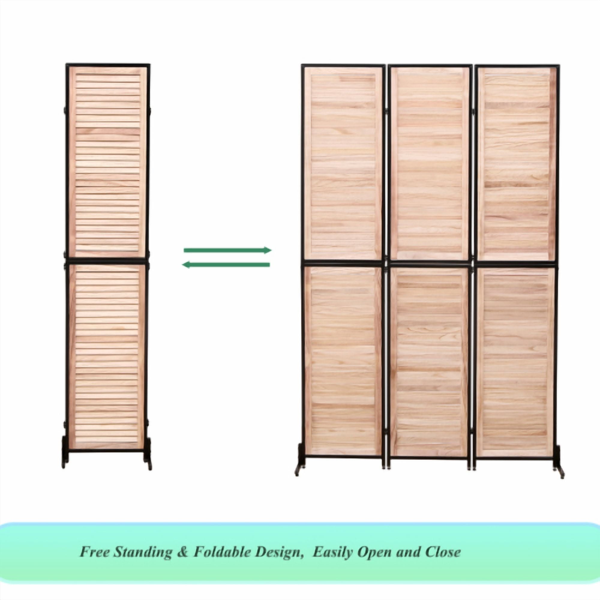 Natural Wood Room Divider, 6ft 3-Panel Folding Privacy Screen, Modern Freestanding Partition for Bedroom, Office, Living Room