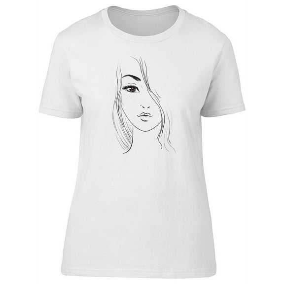 Cute Woman Hand Drawn T-Shirt Women -Image by Shutterstock, Female Small