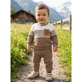 thumbnail image 5 of AceBaby Kids Boys Fall 2Pcs Outfit Sets for 3M-5Y, Contrast Color and Stripes Tops with Pants Toddler Clothes for Casual Daily, 5 of 9
