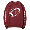 thumbnail image 6 of Football Sweatshirt for Mom Game Day Long Sleeve Crew Neck Baggy Plain Cozy Outfits Rugby Shirt Heart Graphic Loose Fit Football Season Shirts Tunic Tops Gift Fall Fashion Must Haves Brick Red, 6 of 7