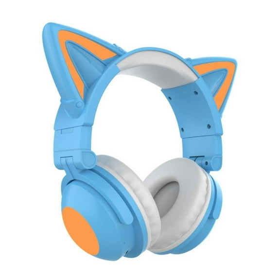 Quinlirra Bluetooth Headphones,Headphones Wireless Bluetooth 5.0,Over Ear Headphones HiFi Foldable Fox Ear Shell with LED for Smartphone Computer Laptop 11.8inch Audio Cable