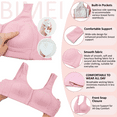 thumbnail image 5 of BIMEI Mastectomy Bra Front Snap Closure with Pocket Adjustable Soft Daily Plus Bras for Women,Pink,38, 5 of 6