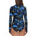 thumbnail image 4 of RELLECIGA Women's Plus Size Rash Guard Long Sleeve Women Tummy Control Zipper One Piece Swimsuit Sexy Monokini Floral Bathing Suits Size XXL, 4 of 7