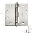 thumbnail image 4 of Cauldham (3 Pack) Commercial-Grade 4-1/2" Full Mortise Ball-Bearing Door Hinges - Satin Nickel, 4 of 7