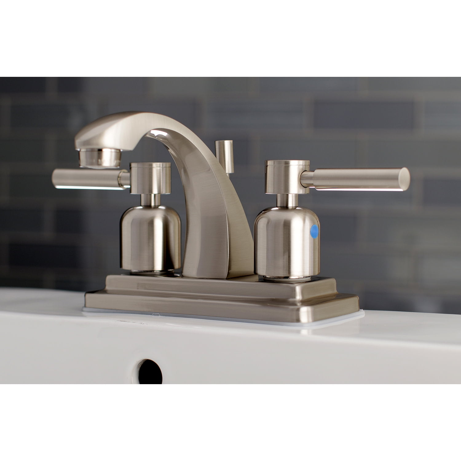 Kingston Brass KB4648DL 4 in. Centerset Bathroom Faucet, Brushed Nickel