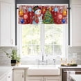 thumbnail image 3 of Christmas Kitchen Curtains and Valances Set, Cartoon Snowman Hold Star Pine Xmas Balls Snow Red Rod Pocket Window Valance Window Curtain Panels for Living Room Bedroom Laundry, 27.5x24in, 3 Pieces, 3 of 7