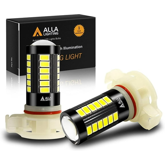 Alla Lighting 5201 DRL PS19W 5202 LED Fog Lights Bulbs 9009 PS24W FF 12085 C1, 6000K Xenon White 2800lm Xtreme Super Bright 5730 33-SMD 12V