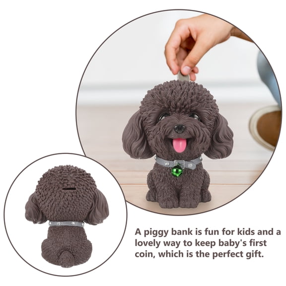 Dog Piggy Bank for Kids, Dog Eating Piggy Bank, Girls Money Bank, Vinyl Unbreakable Figurine, Desk Decor, Christmas Baby Gift