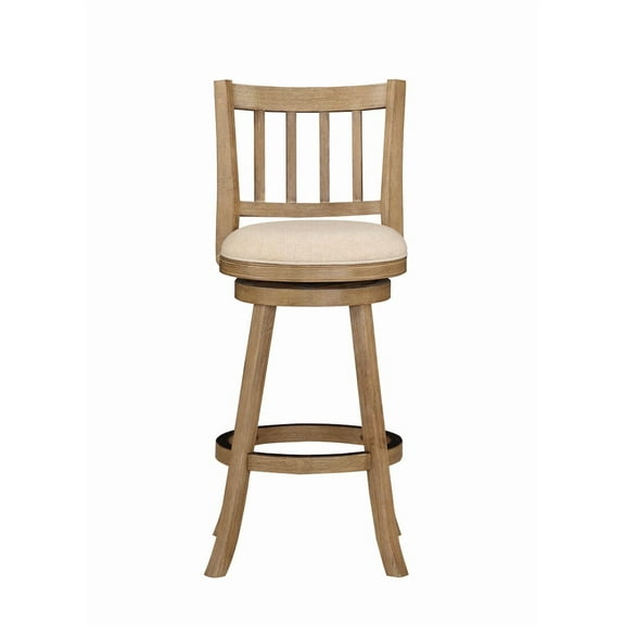Boraam Sheldon 29" Swivel Bar Stool, Driftwood Wire-Brush & Ivory