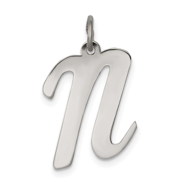 925 Sterling Silver Dainty Letter N Initiale Nom Monogramme Collier Pendentif Pendentif