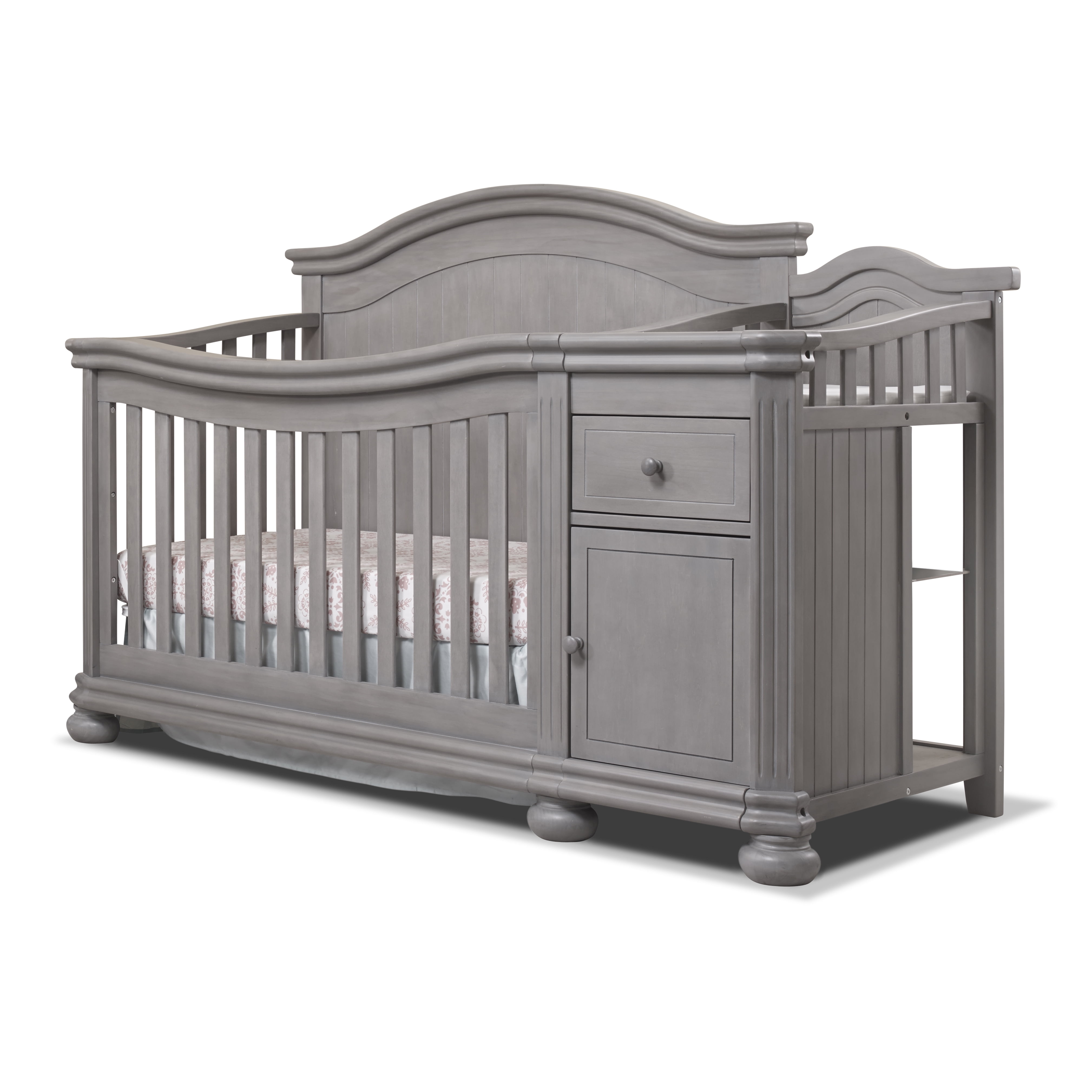 baby crib and changing table