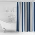 thumbnail image 4 of Small Stall Shower Curtain 36x72 Inch Narrow Half Size Navy Blue Grey Stripe Bath Curtains Bathroom Decor Farmhouse Minimalist Striped Waterproof Fabric Shower Curtain Set with Hooks 36 Inch, 4 of 6