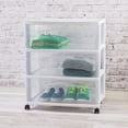 thumbnail image 5 of Sterilite Wide 3 Drawer Storage Cart, Plastic Rolling Organizer, White Frame, 2 Pack, 5 of 7
