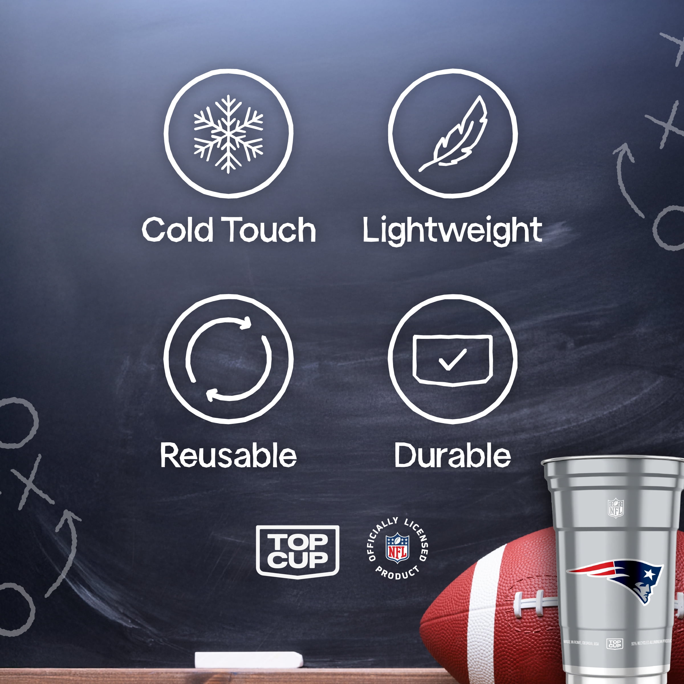 Top Cup NFL New England Patriots Aluminum Party Cups, 20oz, 10 count