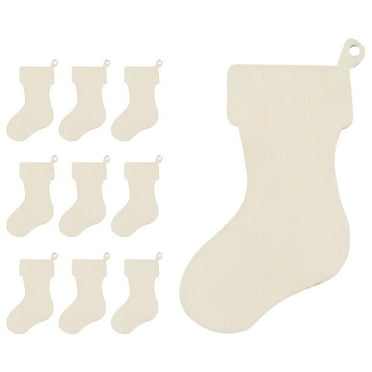 10pcs Christmas Stocking Wooden Christmas Blank Wood with Twines Unfinished Ornaments for Christmas Wedding Birthday Party Thanksgiving Day Decoration