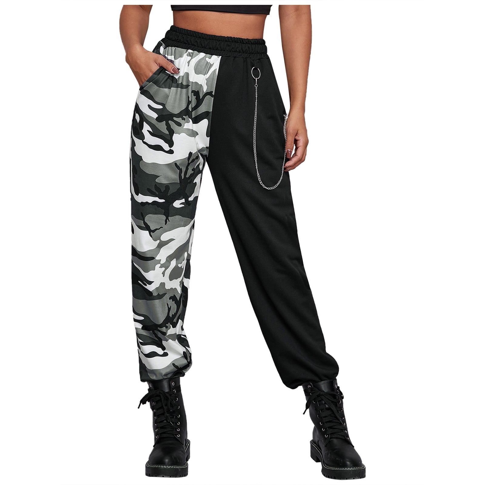 Miarhb Women Punk Pockets High Waist 